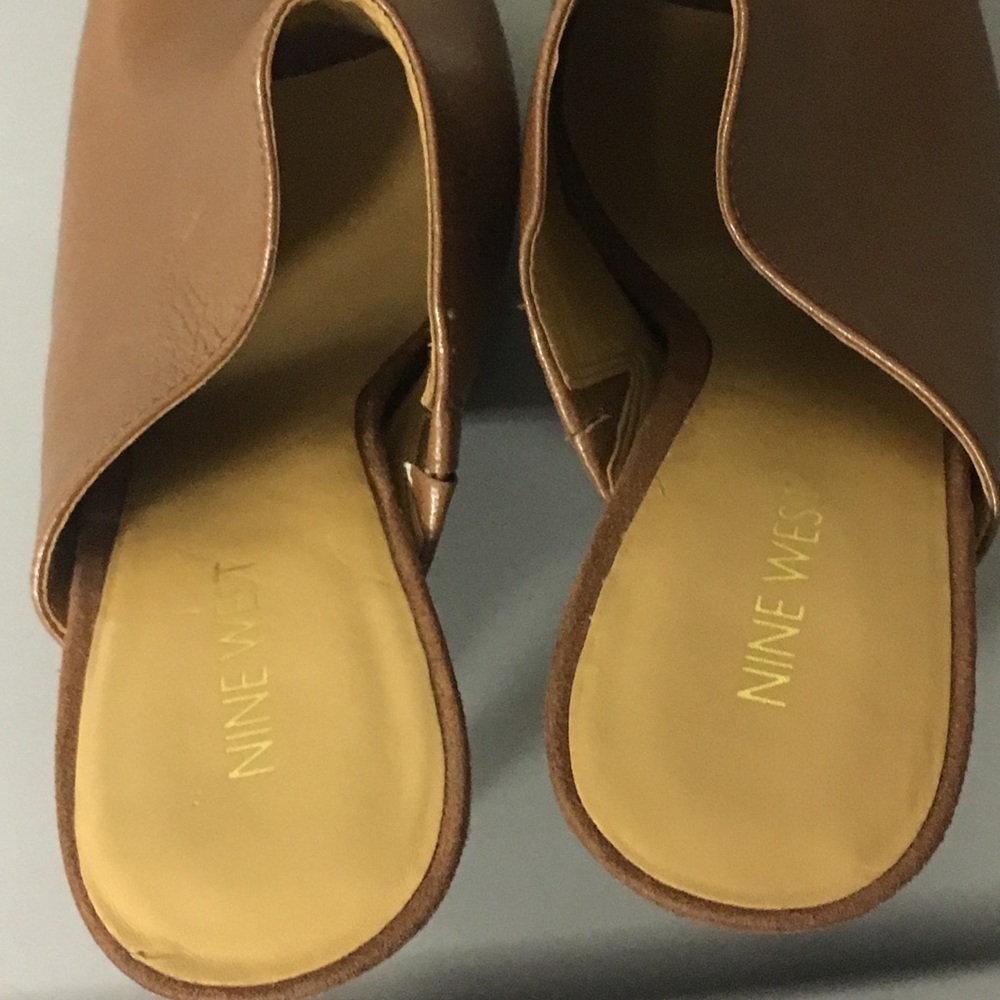 Nine West Camel Color High Heeled Slides. - image 5